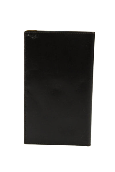 Gucci Womens Leather Gold Tone Open Front Wallet Dark Brown