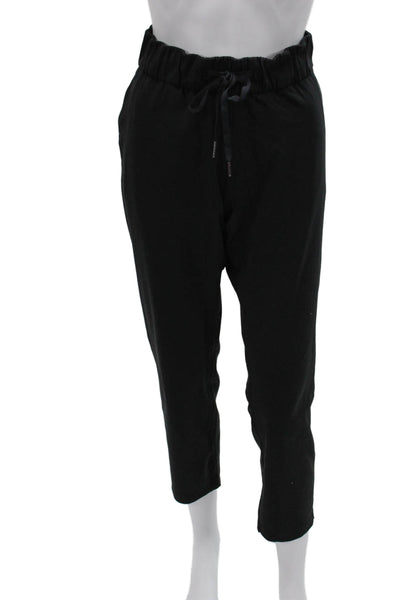 Lululemon Women Black Joggers Drawstring Polyester Blend Solid Size 6