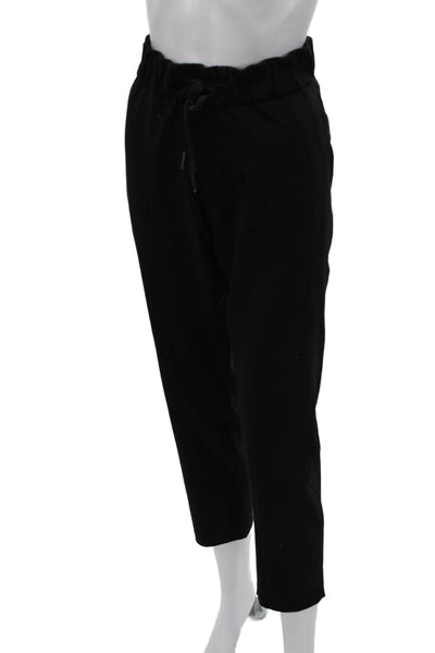 Lululemon Women Black Joggers Drawstring Polyester Blend Solid Size 6