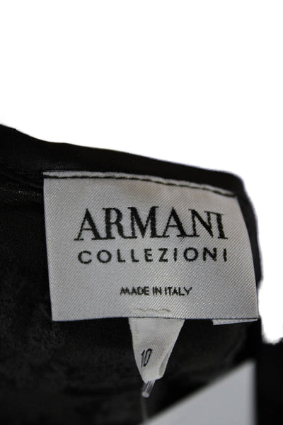 Armani Collezioni Women Black Floral Scoop Neck Short Sleeve Blouse Size 10