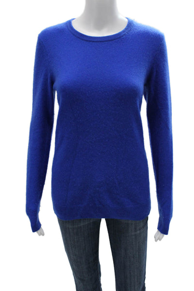 C by Bloomingdales Womens Cashmere Crew Neck Pullover Sweater Blue Size M