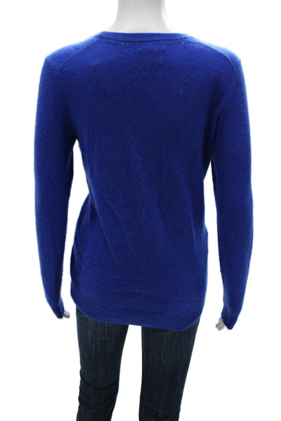 C by Bloomingdales Womens Cashmere Crew Neck Pullover Sweater Blue Size M