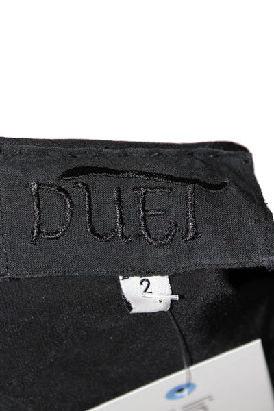 Duet Women Silk Henley Button Long Sleeve Basic Blouse Black Size 2