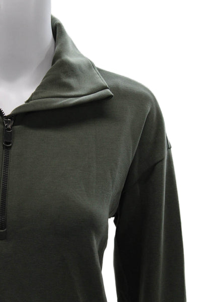 Athleta Women Pullover Sweatshirt Green Zip Long Sleeve Polyester Size S
