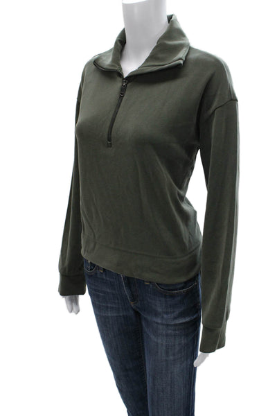 Athleta Women Pullover Sweatshirt Green Zip Long Sleeve Polyester Size S