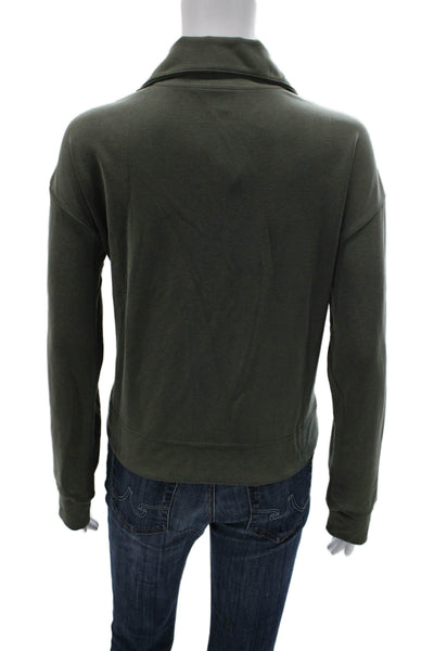 Athleta Women Pullover Sweatshirt Green Zip Long Sleeve Polyester Size S