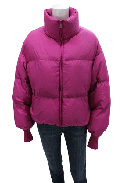 Orolay Women Pink Puffer Jacket Zip Polyester Long Sleeve Size M