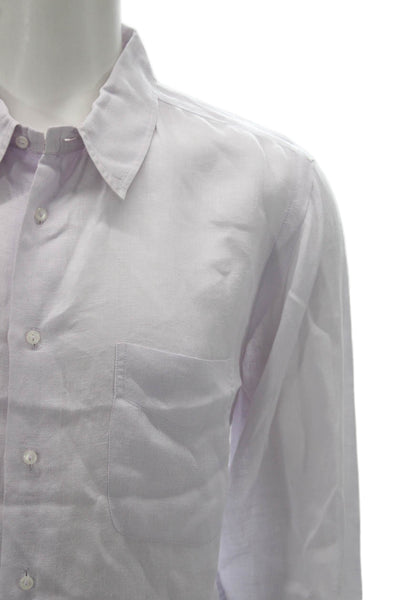 Europann Mens Linen Purple Dress Shirt Button-Up Collared Long Sleeve Size 3