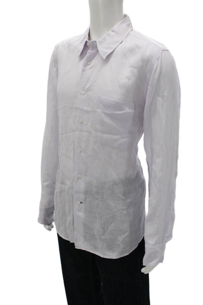 Europann Mens Linen Purple Dress Shirt Button-Up Collared Long Sleeve Size 3