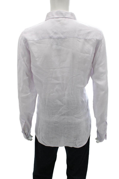Europann Mens Linen Purple Dress Shirt Button-Up Collared Long Sleeve Size 3