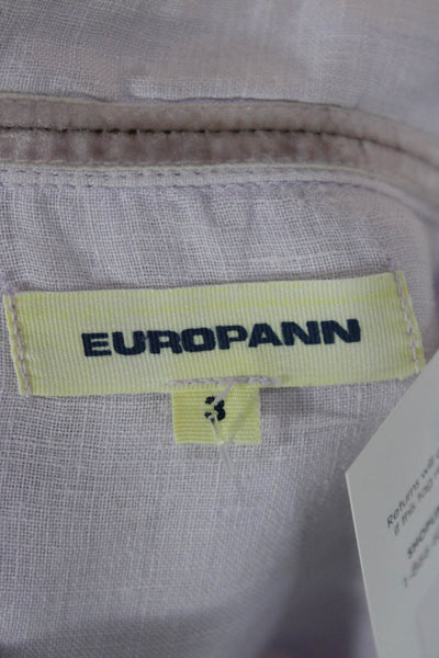 Europann Mens Linen Purple Dress Shirt Button-Up Collared Long Sleeve Size 3