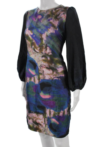 Cynthia Rowley Womens Silk Floral Shift Dress Long Sleeve Knee Length Size 10