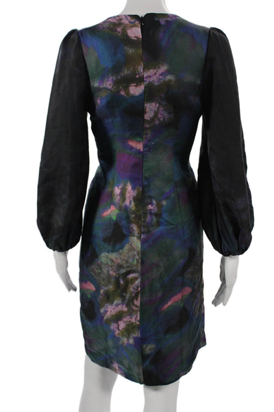 Cynthia Rowley Womens Silk Floral Shift Dress Long Sleeve Knee Length Size 10