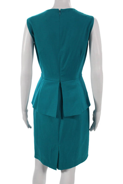 Calvin Klein Women Sheath Dress Blue Sleeveless Round Neck Knee Length Size 8