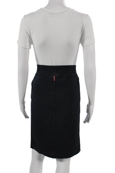 Hard Tail Women Straight Pencil Skirt Black Cotton Pull On Size L