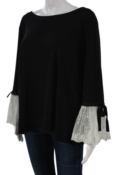Karl Lagerfeld Womens Black Boat Neck Long Sleeve Polyester Blouse Size XL