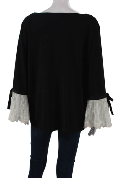 Karl Lagerfeld Womens Black Boat Neck Long Sleeve Polyester Blouse Size XL