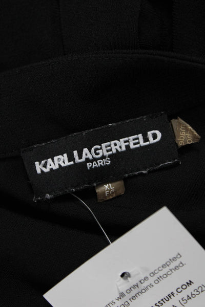 Karl Lagerfeld Womens Black Boat Neck Long Sleeve Polyester Blouse Size XL