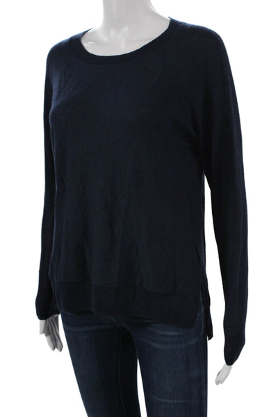 J Crew Women Blue Merino Wool Crew Neck Pullover Sweater Long Sleeve Size XS