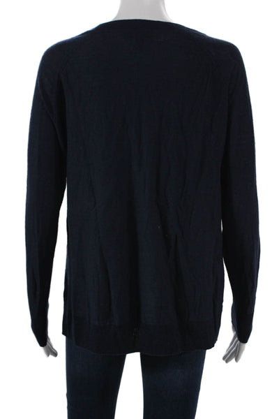 J Crew Women Blue Merino Wool Crew Neck Pullover Sweater Long Sleeve Size XS