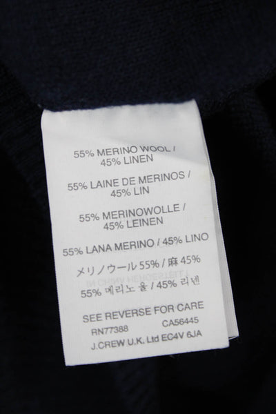 J Crew Women Blue Merino Wool Crew Neck Pullover Sweater Long Sleeve Size XS