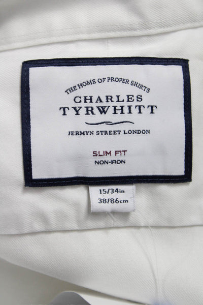 Charles Tyrwhitt Mens Button Up White Cotton Dress Shirt Size S