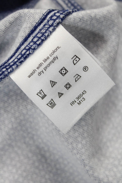 Michael Kors Mens Button Up Collared Geometric Cotton Long Sleeve Blue Size M