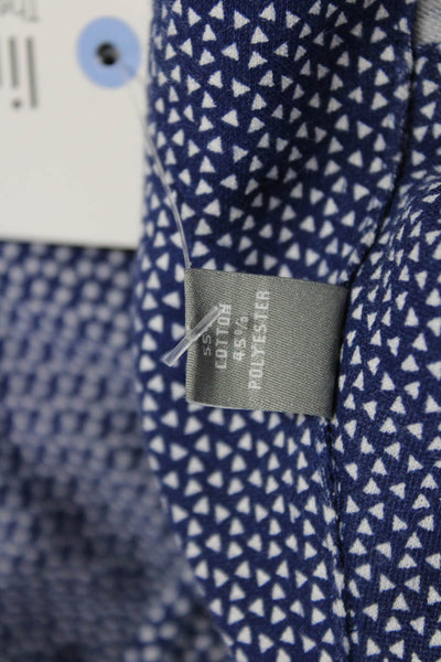 Michael Kors Mens Button Up Collared Geometric Cotton Long Sleeve Blue Size M