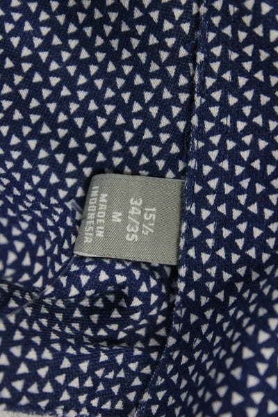 Michael Kors Mens Button Up Collared Geometric Cotton Long Sleeve Blue Size M