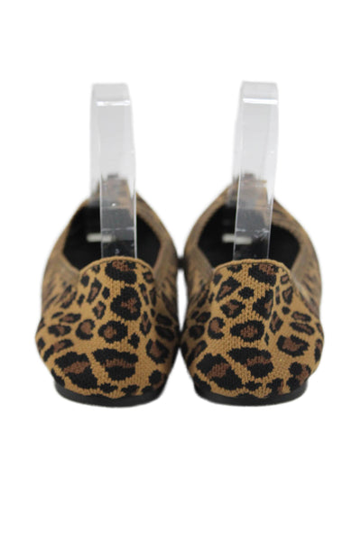 MIA Womens Knit Animal Print Pointed Toe Flats Beige Size 7.5