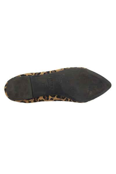 MIA Womens Knit Animal Print Pointed Toe Flats Beige Size 7.5