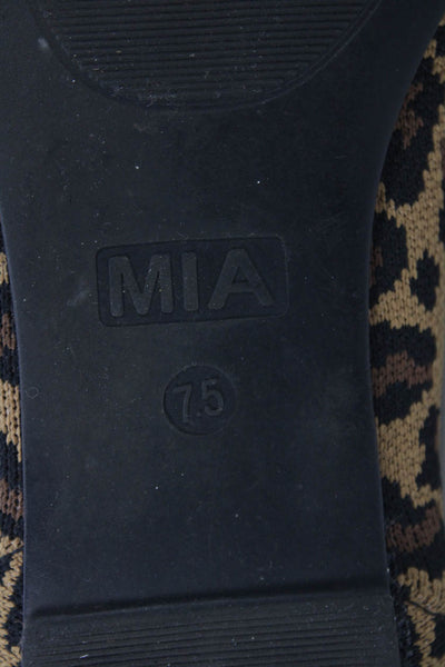 MIA Womens Knit Animal Print Pointed Toe Flats Beige Size 7.5