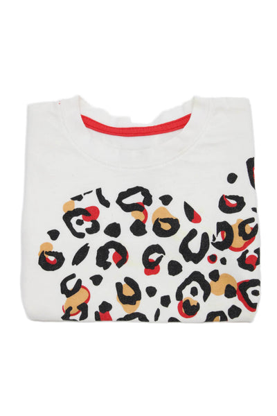 Ted Baker London Girls Animal Print Short Sleeve T-Shirt Top White Size 3