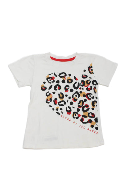 Ted Baker London Girls Animal Print Short Sleeve T-Shirt Top White Size 3