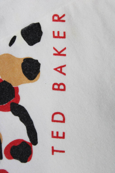 Ted Baker London Girls Animal Print Short Sleeve T-Shirt Top White Size 3