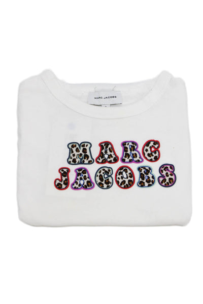 Marc Jacobs Girls Cotton Graphic Crew Neck Long Sleeve T-Shirt White Size 3