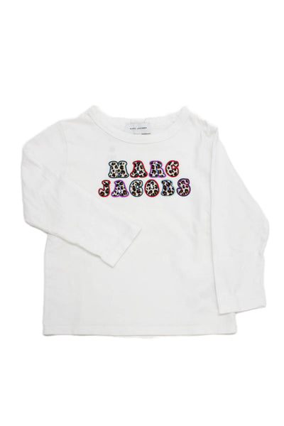 Marc Jacobs Girls Cotton Graphic Crew Neck Long Sleeve T-Shirt White Size 3