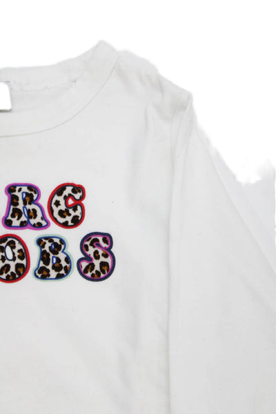 Marc Jacobs Girls Cotton Graphic Crew Neck Long Sleeve T-Shirt White Size 3