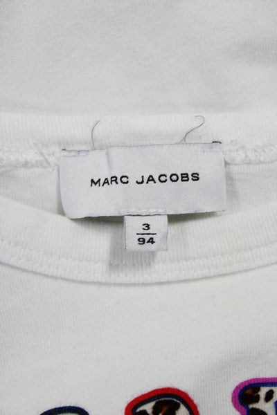 Marc Jacobs Girls Cotton Graphic Crew Neck Long Sleeve T-Shirt White Size 3