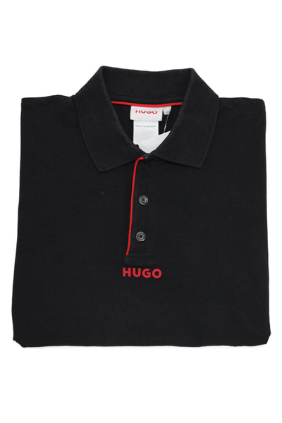 HUGO Boys Cotton Collared Short Sleeve Polo Shirt Black Size 14