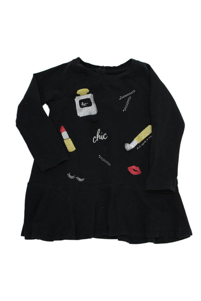 Kate Spade New York Girls Cotton Graphic Print Dress Black Size 18M