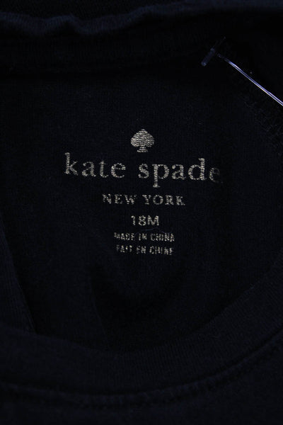 Kate Spade New York Girls Cotton Graphic Print Dress Black Size 18M