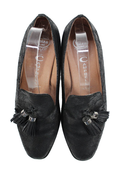 Ibiza Last Jeffrey Campbell Womens Block Heel Tassel Loafers Black Size 9