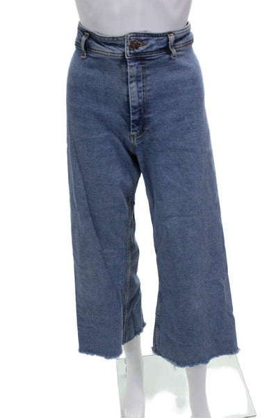 Zara Womens Cropped Blue Cotton Jeans Size 8