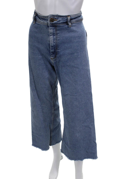 Zara Womens Cropped Blue Cotton Jeans Size 8