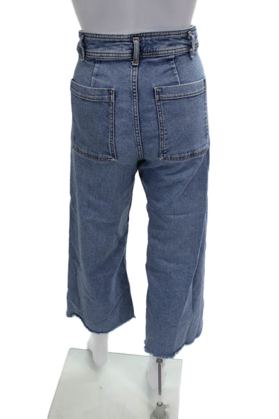Zara Womens Cropped Blue Cotton Jeans Size 8