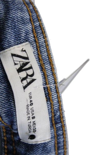 Zara Womens Cropped Blue Cotton Jeans Size 8