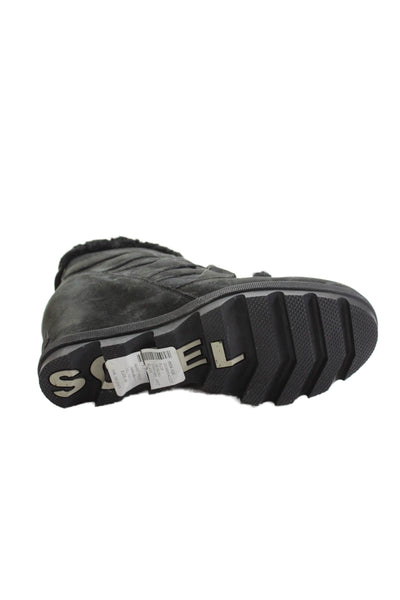 Sorel Womens Suede Joan Of Arctic Wedge Heel Ankle Boots Black Size 8.5