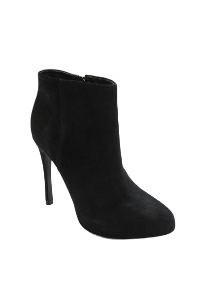 Schutz Womens Suede Gold Tone Zip Up Ankle Boots Black Size 39 9
