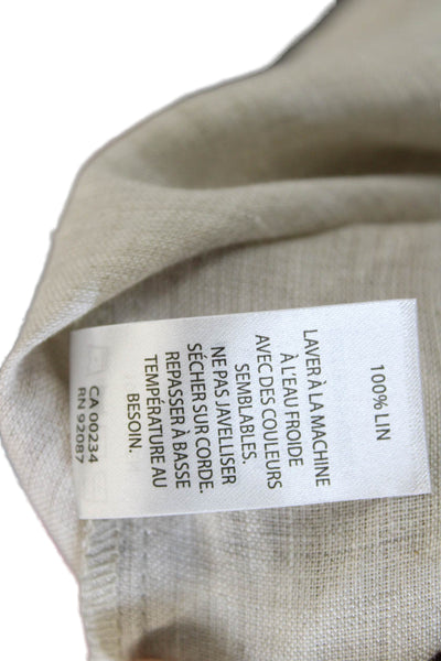 Saks Fifth Avenue Women Beige Linen Long Sleeve Button-Up Blouse Size M